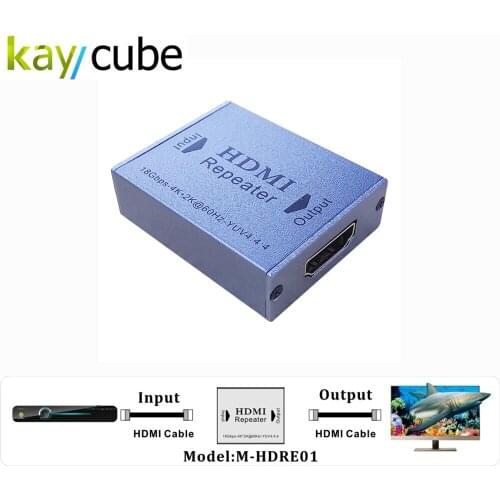 Kaycube 4K 4096x2160@60Hz HDMI Repeater 18Gbps Extender YUV 4:4:4 3D HDMI Adapter Amplifier Booster Over HDMI2.0 HDCP2.2/1.4