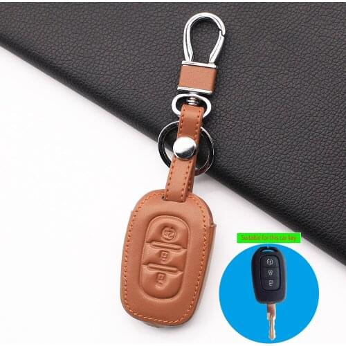 Leather carrying car key case covers For Renault Duster Sandero Captur Logan Clio Laguna Scenic 2016 2017 car accessories