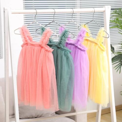 2-6 year old girls' summer rainbow mesh suspender dress 2021 new girls' birthday party Unicorn color stitching dress