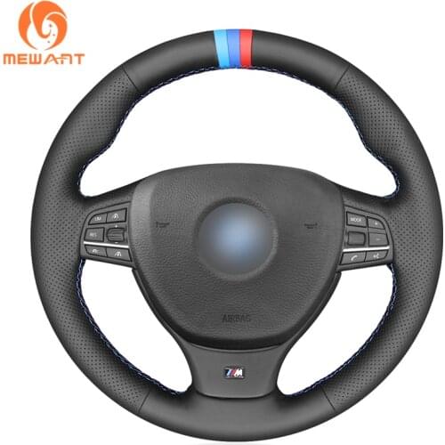 MEWANT Black Artificial Leather Car Steering Wheel Cover for BMW M Sport F10 F11 (Touring) F07 F12 F13 F06 F01 F02 M5 F10