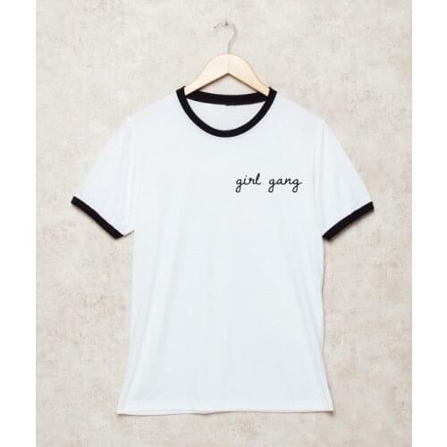 Girl gang fashion women T shirt blusa tumblr girl t shirt girl power fashion t shirt moletons tumblr t shirt girl finger tops