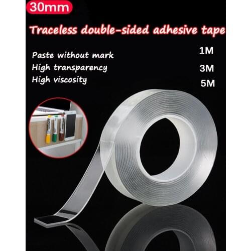 1/3/5M Nano Tape Double-Sided Adhesive Traceless Tape No Trace Reusable Waterproof Adhesive Tape Loop Cleanable Home gekkotape