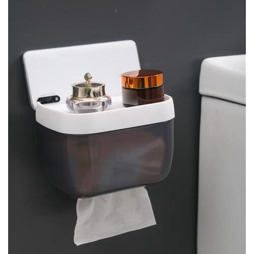 Wall Mount Toilet Paper Holder For Bathroom Waterproof Mobile Phone Storage Shelf Toilet Paper Storage Rack Tissue Box