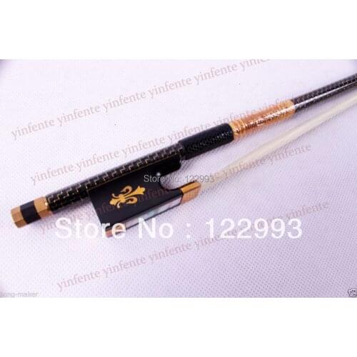 New Violin Bow Plaid Carbon Fiber Round Stick Golden String Ebony Frog 4/4 #7