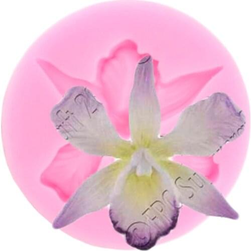 Orchid Silicone Molds Cupcake Topper Fondant Decorating Tools Chocolate Gumpaste Moulds Candy Resin Clay Mold Baking Mould
