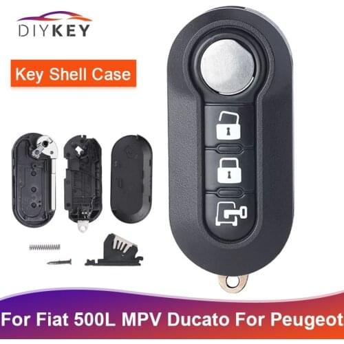 DIYKEY Flip Remote Key Case Shell Fob 3 Button for Fiat 500L MPV Ducato for Citroen Jumper for Peugeot Boxer 2008-2015 RX2TRF198