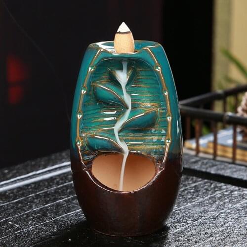 Handicraft Incense Holder Ceramic Backflow Waterfall Smoke Incense Burner Home Decor