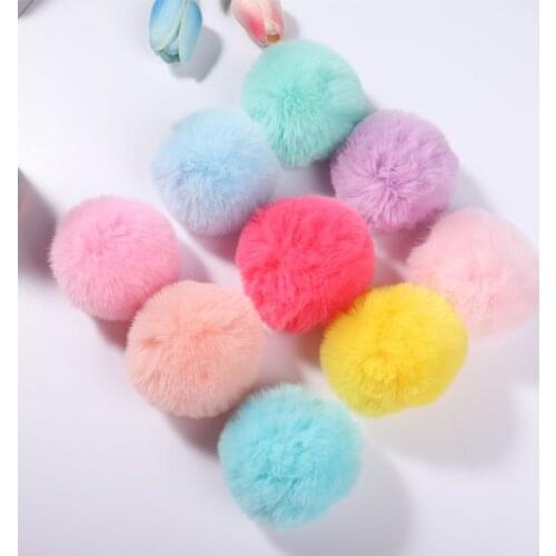 Pompom 8CM Rex Rabbit Hair Plush Ball Baby Lace Patch Applique Material Childrens Hair Bag DIY Fluffy Keychain Accessories 1pcs