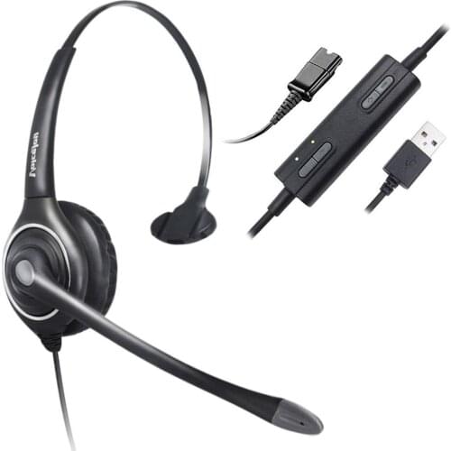 USB Plug Corded Headphone for laptop,PC,computer, Call Center Noise Cancelling Headset With Adjustable Mic, Mute and Volume