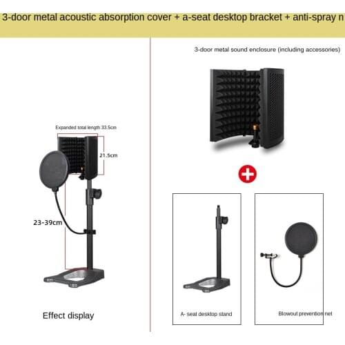 Adjustable Microphone Isolation Shield Cover Wind Screen Pop Filter Foldable For Studio Mic Recording Soundproofing