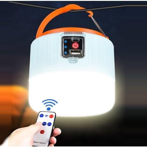 Outdoor Solar Camping Lamp USB Rechargeable Bulb Portable Emergency LED Night Market Light with Remote Control and Power Display