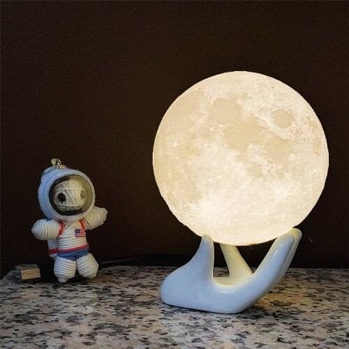 WRUMAVA LED Night Light Moon Lamp 3D Print Moonlight Luna Bedroom Home Decor 2 Colors Change Touch Switch Creative Gift