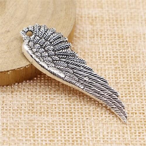 WYSIWYG 10pcs 50x17mm Charms Angel Wings Antique Making Pendant Fit Vintage Tibetan Silver Color DIY Handmade Jewelry