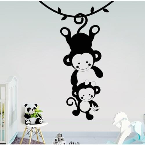 Funny Monkey Wall Decal Vinyl Family Animals Wall Decor Nursery Wall Stickers Nursery Babys Room Decoration Accessories Z444