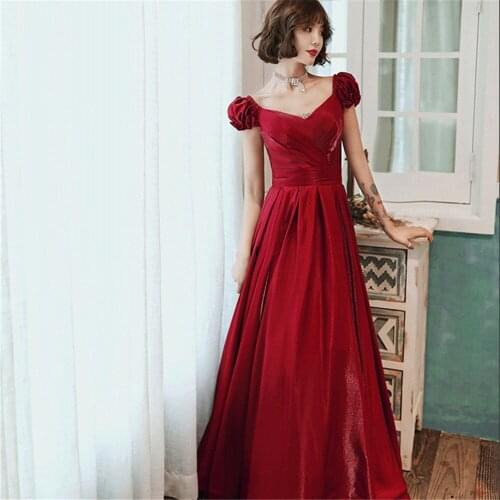 Elegant Burgundy Hepburn Style Daily Evening Dress Women Back Bandage Formal Gowns Robe De Soiree Cheongsam 3XL
