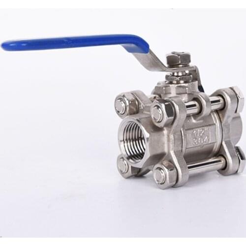 1/2" 3/4" 1" Female Thread SS304 Stainless Steel 1000 WOG 3pcs Full Port Ball Valve DN15 DN20 DN25