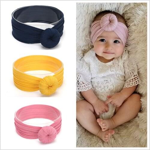 1PCS baby headdress 18-color nylon wide childrens hair accessories Super soft round ball nylon stockings wide hair band