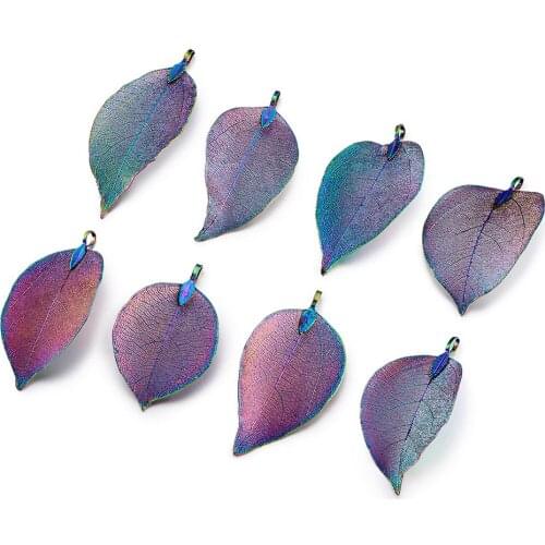 10pcs Brass Plated Natural Leaf Big Pendants Vintage Metal Filigree Leaves Charms For Necklaces Earrings Jewelry Accessories