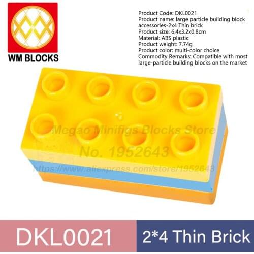10pcs/lot Large Particle 2*4 Thin Brick Solid Colors Available Compatible Accessories Building Blocks Educational Toys For Kids