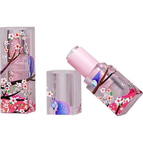 12.1mm Square Pink Empty Lipstick Tube Plastic Clear 3D Printing Lip Balm Container Elegant Refillable Bottle 20pieces50pieces