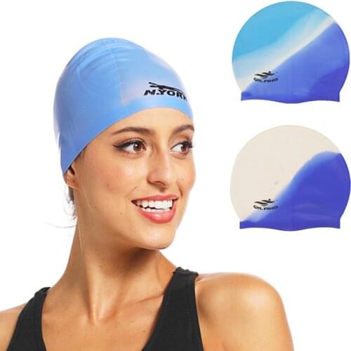 2021 Silicone Swimming Cap Adults Waterproof Summer Swim Pool Cap Elastic Protect Ears Long Hair Colorful Diving Hat