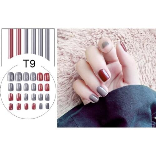 24pcs Art Tips Fake Nail Tips Diy False Nails Manicure Decoration Decals For Women Ladies Nail Supplies For Professionals