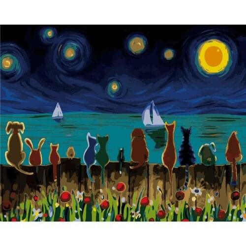 5D Diy Diamond Painting Cross Stitch Diamond Embroidery Animal Mosaic Crafts Pattern The Art Of Van Gogh Stickers Home Decor