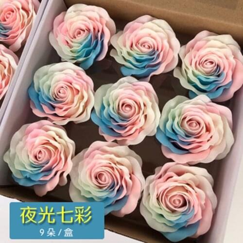 9PCS Colorful Luminous Soap Rose Head Soap Flower Eternal Flower Creative Bouquet Gift Valentines Day