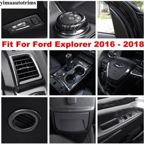 ABS Carbon Fiber Accessories For Ford Explorer 2016 - 2018 Window Lift Pillar A Decor Center Multimedia Button Panel Cover Trim