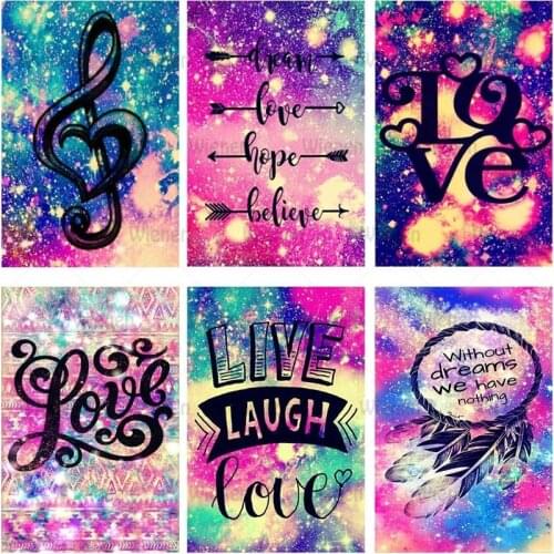 Diamond Painting Colored Text 5D Full Square Round Diamond Encourage Phrase Words Cross Stitch Art Mosaic Embroidery Paintings