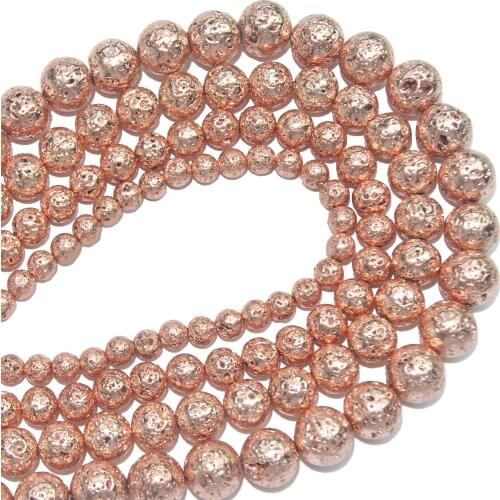 Free Shipping Natural Stone Beads Rose Gold Lava Beads 6 8 10 12 MM Pick Size For Jewelry Making Diy Bracelet Necklace Material