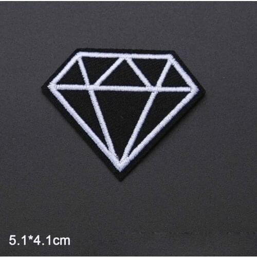 Black White Iron on Embroidered Cloth Patch For Girls Boys Clothes Garment Accessories Love And Peace Diamond Lightning