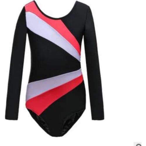 Girls Long Sleeve Rhythmic Gymnastics Leotard Dance Unitard Childrens Ballet Leotard Kids Athletics Costume Bodysuit
