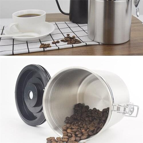 Coffee Bean Storage Bottle Stainless Steel Airtight Airtight Tank Practical Coffee Powder Sugar Container With Spoon