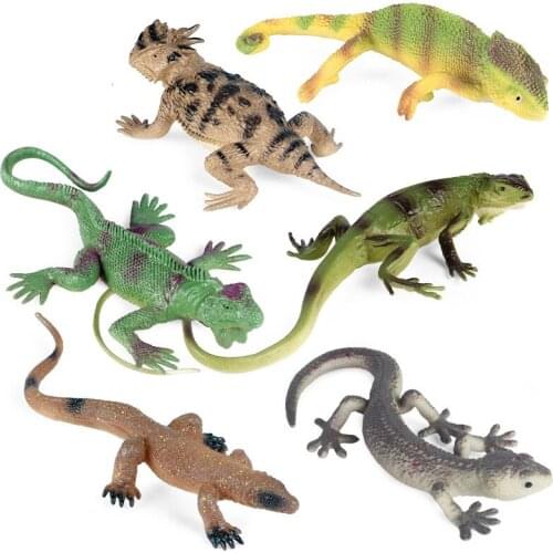 6 Kinds Lizard Animal Figure Collectible Toys Wild Animal Cognition Action Figures Kids Soft Glue Model Toys