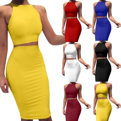 2 Piece Skirt Set Outfits for Women Summer 2021 Sexy Casual Skirt and Top Set Black White Red Yellow Two Piece 2 Piece Set Femme