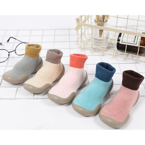 0 to 4 Years Winter Children Terry Socks Soft Bottom Non-slip Floor Girl Boy Newborn Child Warm Shoes Socks with Rubber Soles