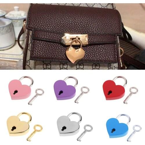Mini Heart Shape Padlock Vintage Antique Style Pink Padlocks With Key Lock For Wedding Jewelry Box Diary Book Travel Suitcase