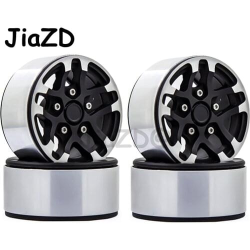 RC Model car 1.9 Aluminum Beadlock Wheels Black for 1/10 RC Crawler SCX10 SCX10 II 90046 TRX-4 D90 RC Car Accessories F009