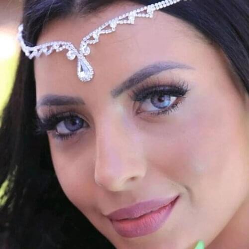 Fashion shining Rhinestone forehead Drop Pendant headdress Necklace womens crystal pendant hair chain headdress accessories