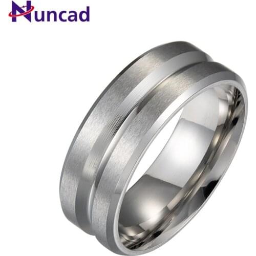 2019 8MM mens ring European and American popular simple jewelry wide middle groove frosted stainless steel ring