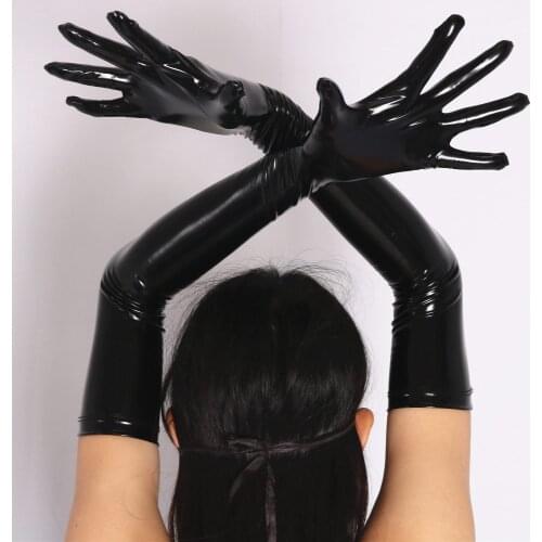 New Sexy imitation Leather Shiny Long Glove Punk rock Gloves Hip Jazz disco bright Mittens Clubwear dance Cosplay Costumes