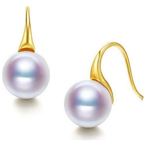 New Arrival Favorite Pearls Earring White Color AA 9-10MM Real Freshwater Pearl Gold Color Silver Earrings Charming Women Gift