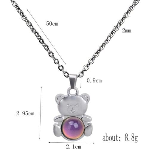 New products women pendant necklaces charms tortoise bear pendant necklace Change color according to body temperature changes