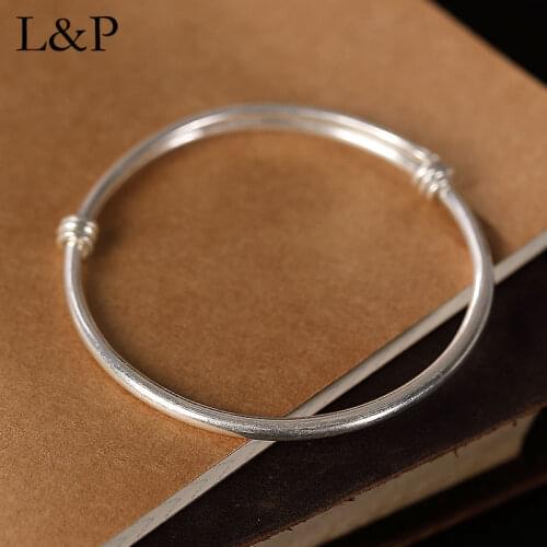 New Simple Bangle Hand Cuff Bracelet For Lady Handmade Real 925 Sterling Silver Bangle For Wedding Engagement Fine Jewelry 2019