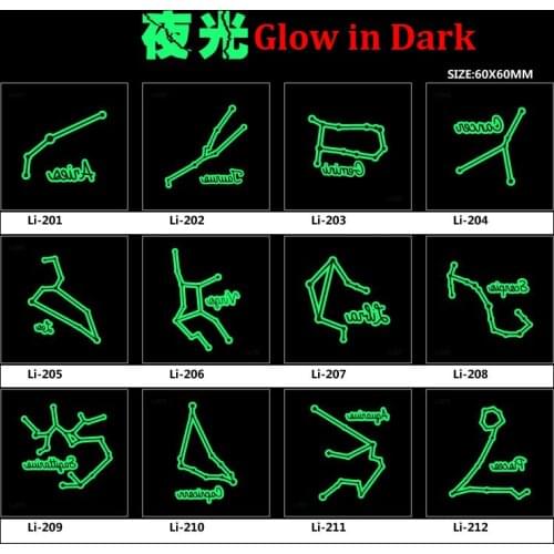 Wholesale 200pcs Environmental waterproof luminous tattoo sticker personalized twelve signs luminescence Temporary tattoo posted