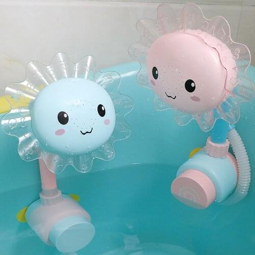 Sunflower Baby Bath Toys for Children Bathtub Showers Bathing Spouts Suckers Folding Toys in the Bath Spray Faucet Water Toy