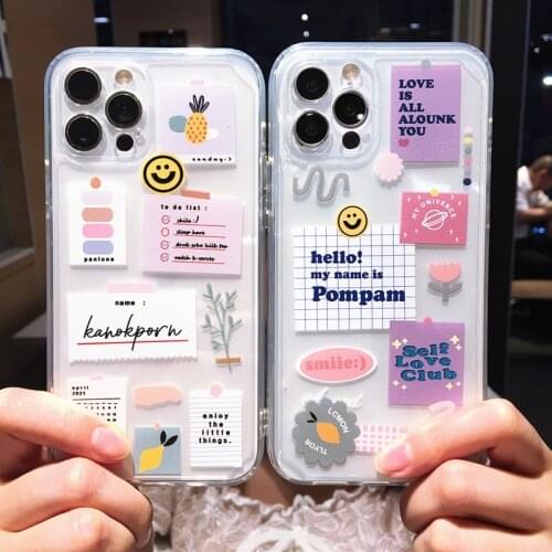 English Alphabet Painted TPU Case For iPhone 11 Pro Max 12 Pro Transparent Phone Cover for iPhone XS XR iPhone 7 X 8 6s Capa