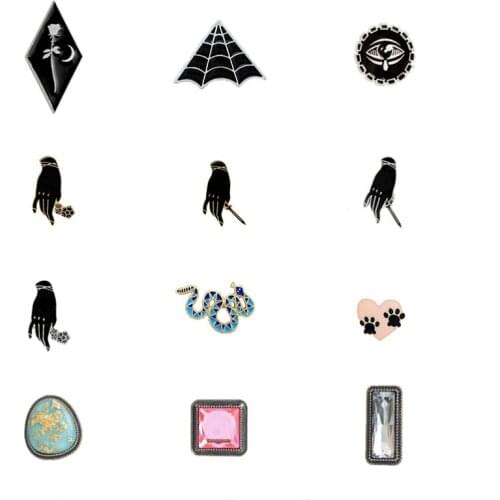 Rose cobweb teared eye various birds snake Bear paw earth square gem milk gemsture cup Metal jewelry brooch as gift