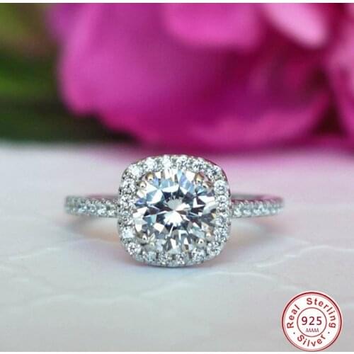 Sparkling Big Clear AAA CZ Ring Crystal Fashion Silver color Wedding Jewelry Female Engagement Rings for Women Party Gift